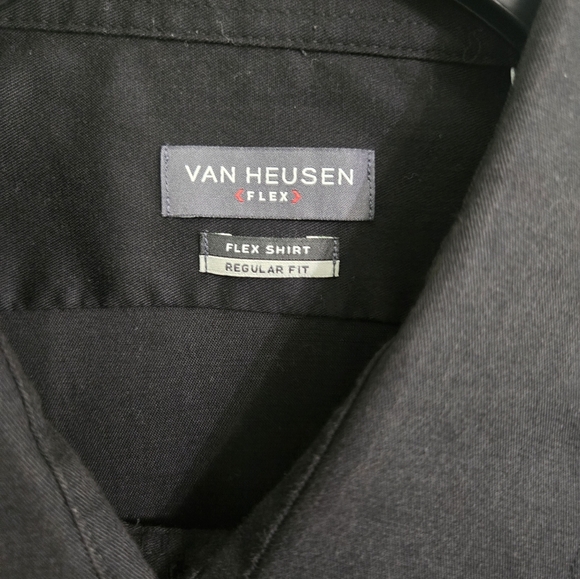 Van Heusen Flex Men's Black Dress Shirt Regular Fit 17 1/2 34/35 - Picture 6 of 7